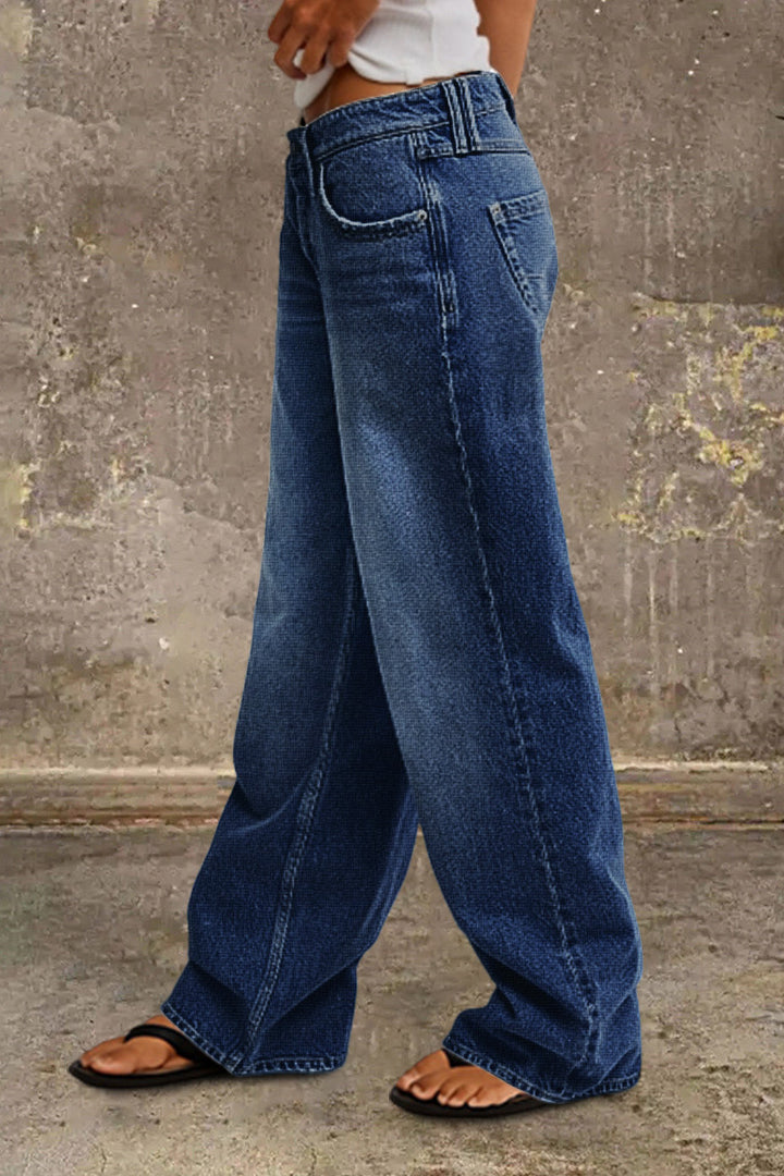 Women's Baggy Jeans with Low Rise & Faded Wash | Wide Leg
