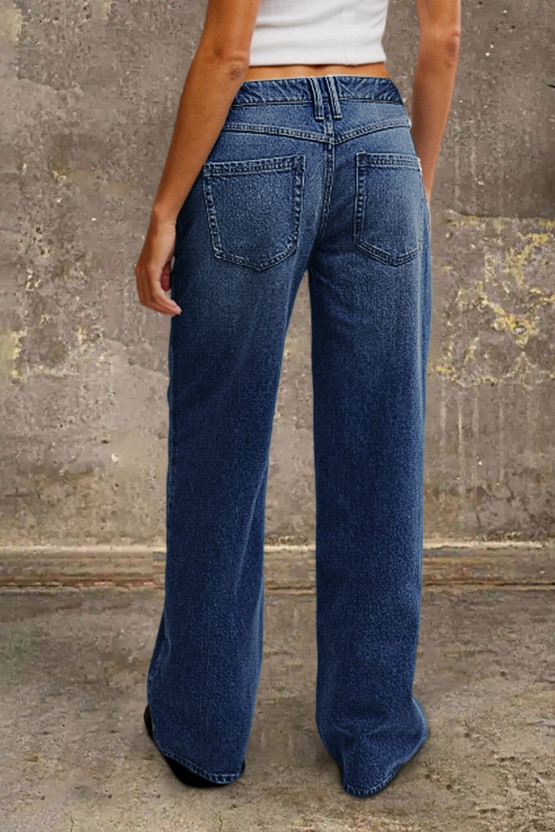 Women's Baggy Jeans with Low Rise & Faded Wash | Wide Leg