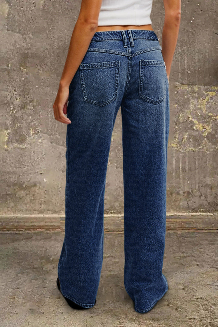 Women's Baggy Jeans with Low Rise & Faded Wash | Wide Leg