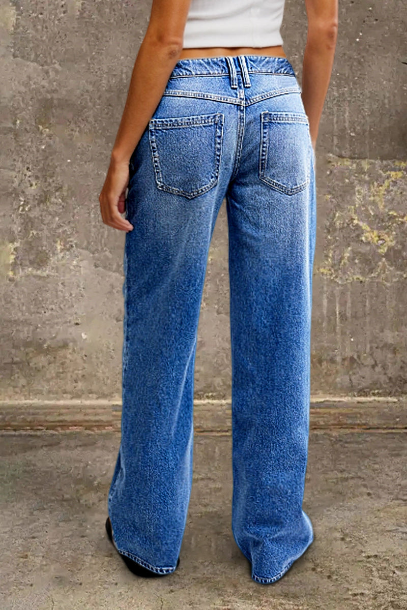 Women's Baggy Jeans with Low Rise & Faded Wash | Wide Leg