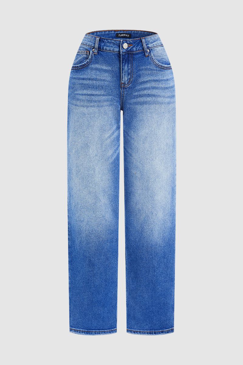 Women's Baggy Jeans with Low Rise & Faded Wash | Wide Leg
