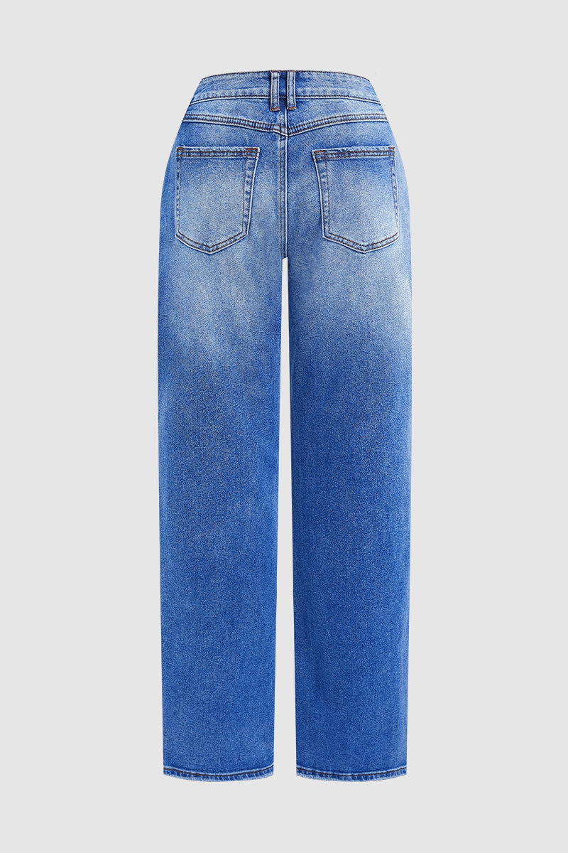 Women's Baggy Jeans with Low Rise & Faded Wash | Wide Leg