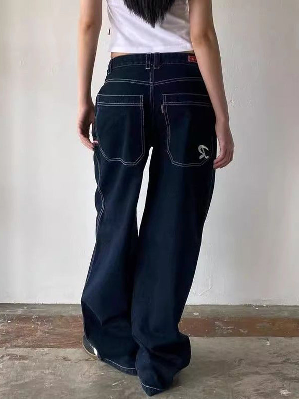 Women's Baggy Jeans with Vintage Pocket | Wide Leg