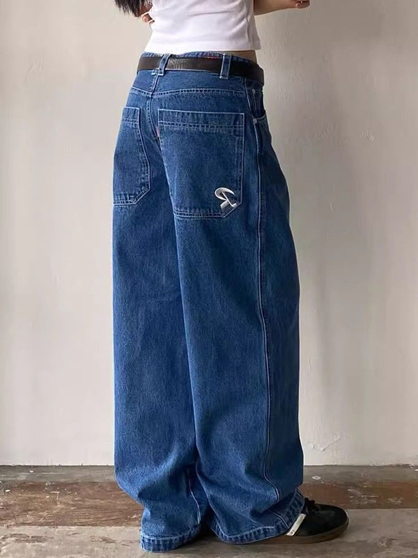 Women's Baggy Jeans with Vintage Pocket | Wide Leg