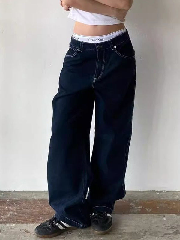 Women's Baggy Jeans with Vintage Pocket | Wide Leg