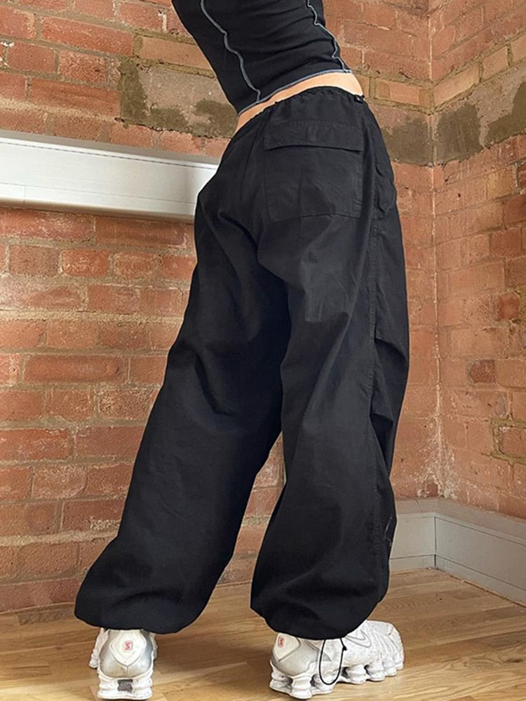 Women's Baggy Pants with Cargo Pockets & Drawstring | Wide Leg
