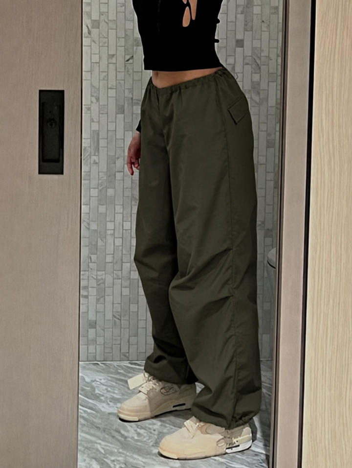 Women's Baggy Pants with Cargo Pockets & Drawstring | Wide Leg