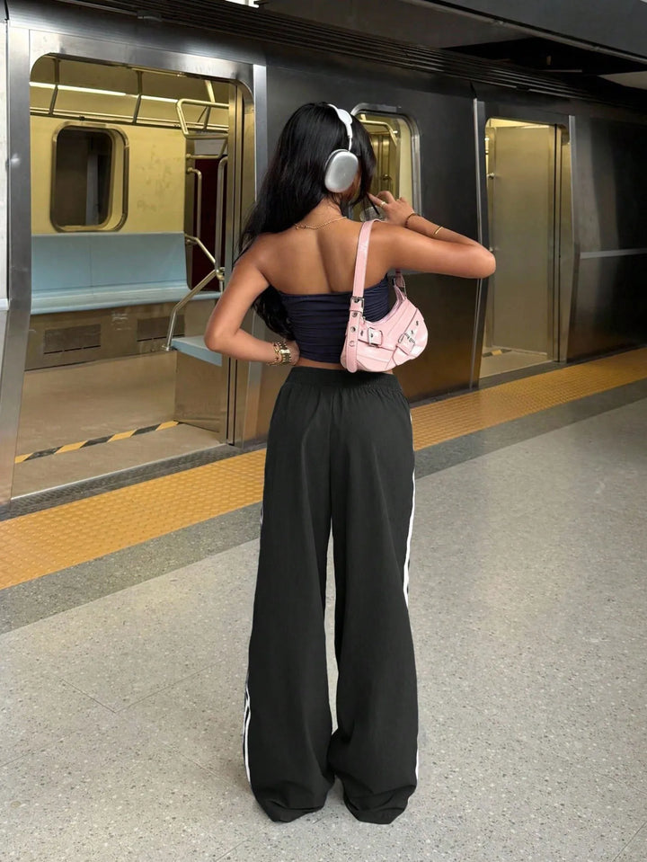 Women's Baggy Trackpants with Side Stripe | Wide Leg