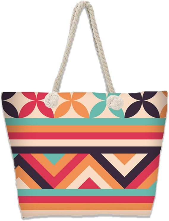 Women’s Beach Bag Tote with Rope Handles | Summer Graphic Print