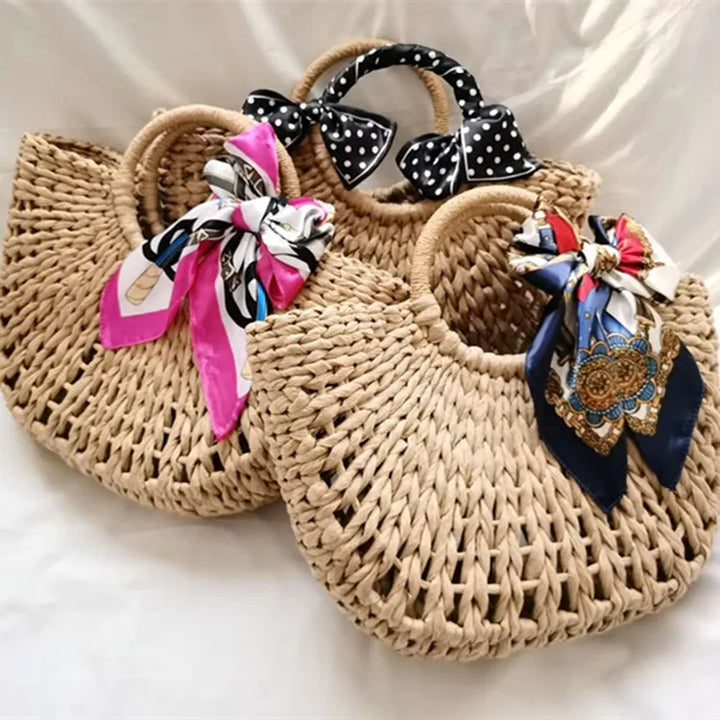Women’s Beach Bag Tote with Round Handles | Open Weave