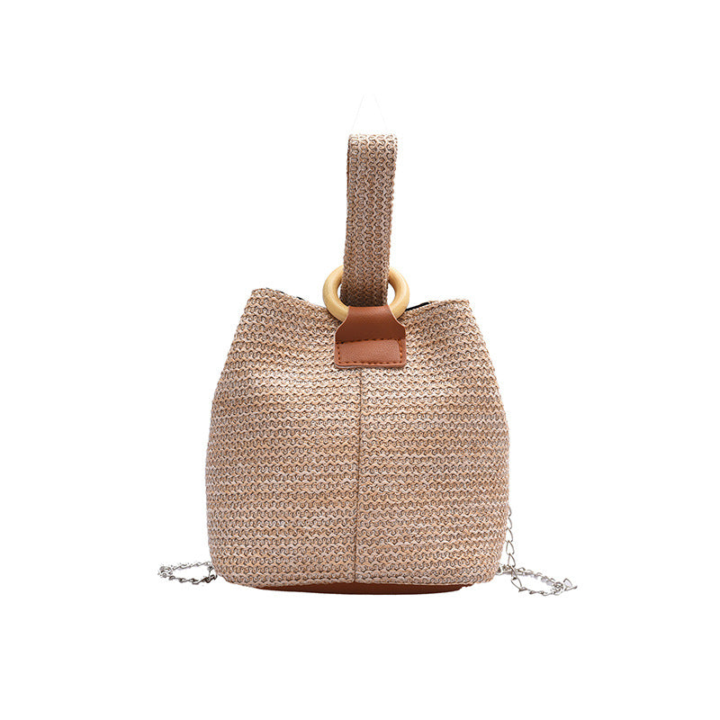 Women’s Beach Bag with Chain Strap & Wrist Handle | Bucket Bag