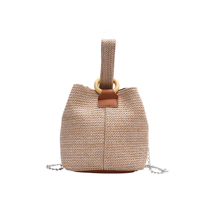 Women’s Beach Bag with Chain Strap & Wrist Handle | Bucket Bag