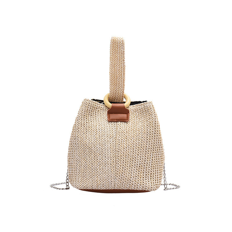 Women’s Beach Bag with Chain Strap & Wrist Handle | Bucket Bag