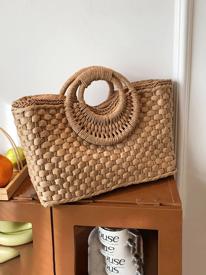Women's Beach Bag Woven with Round Handle | Summer