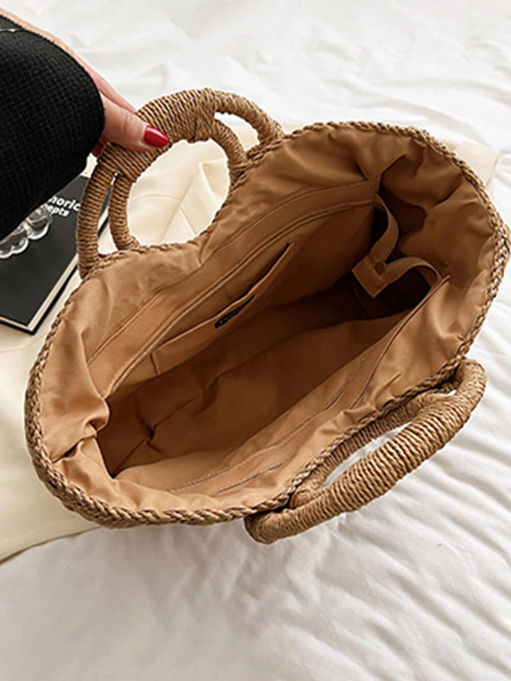 Women's Beach Bag Woven with Round Handle | Summer