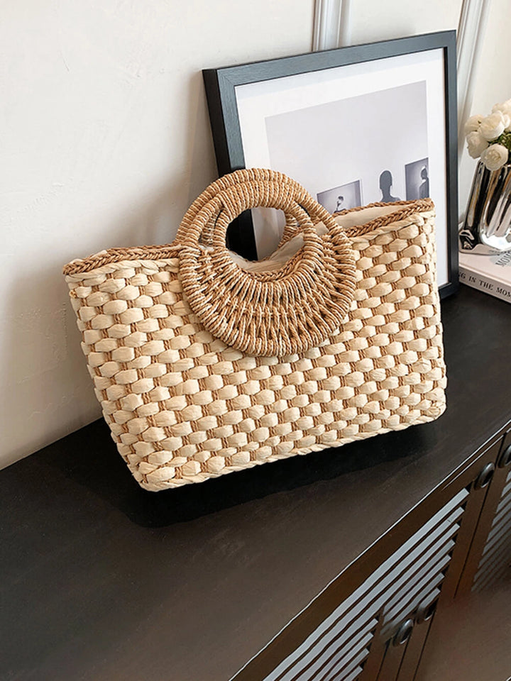Women's Beach Bag Woven with Round Handle | Summer