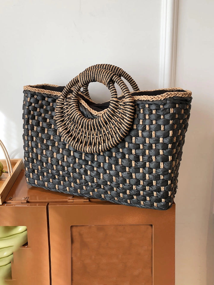 Women's Beach Bag Woven with Round Handle | Summer