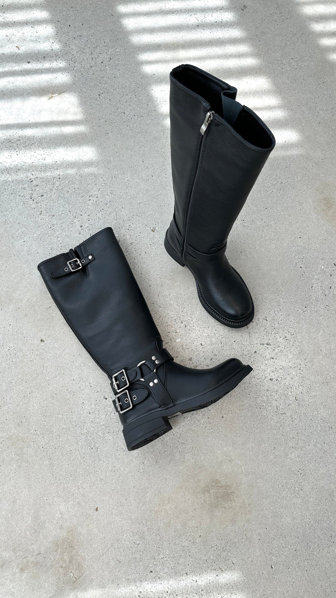 Women's Black Boots Buckle | Long Knee-High