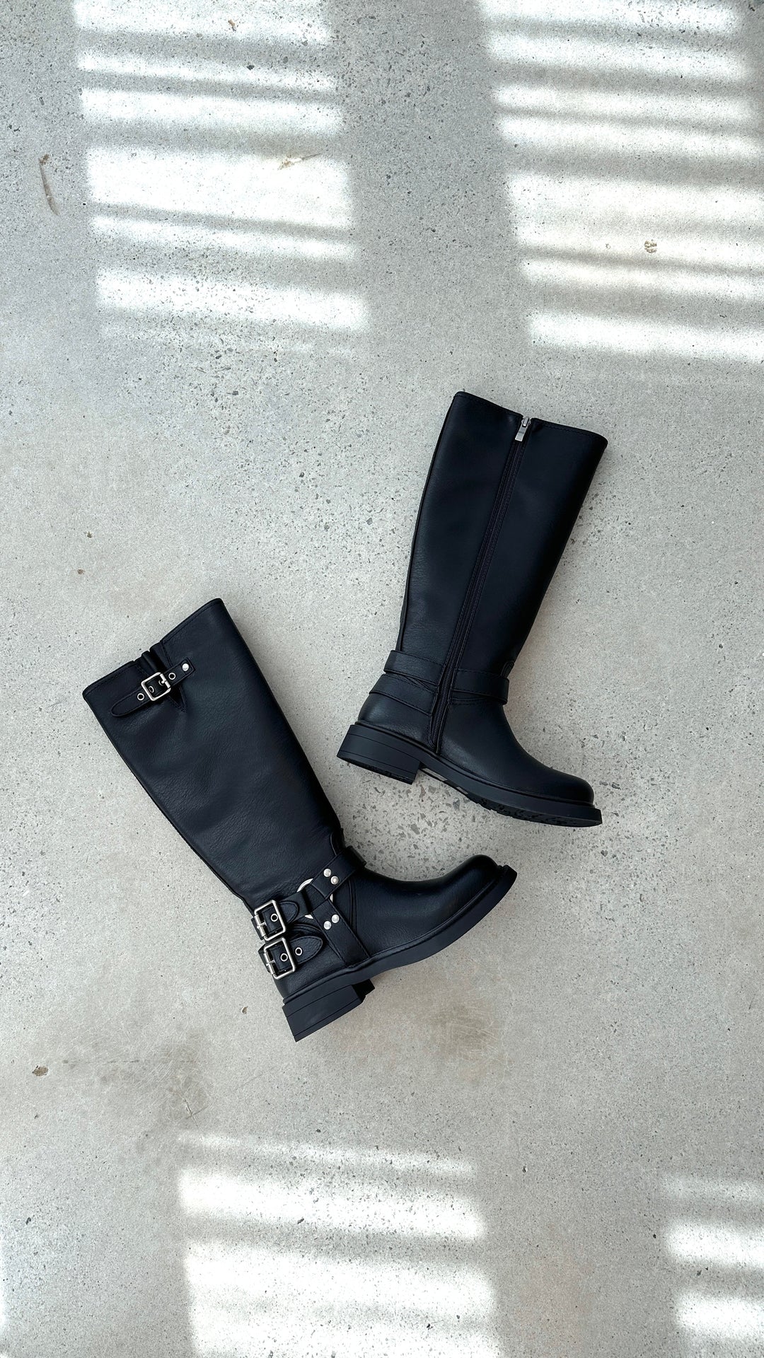 Women's Black Boots Buckle | Long Knee-High