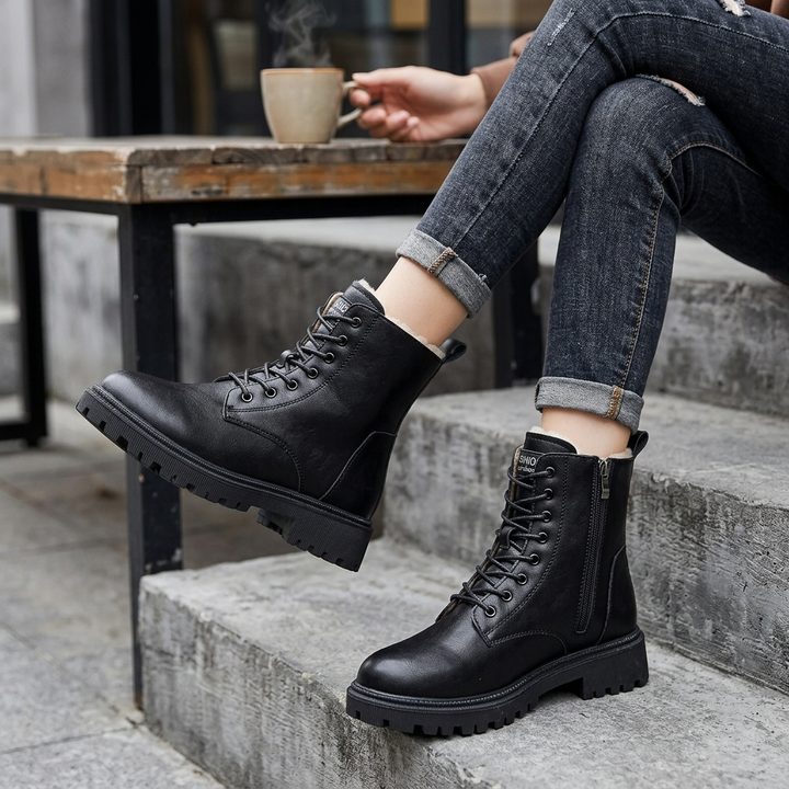 Women's Black Boots Lace-Up | Ankle