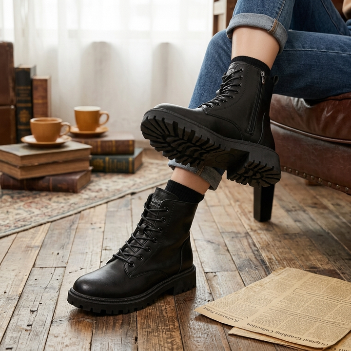 Women's Black Boots Lace-Up | Ankle