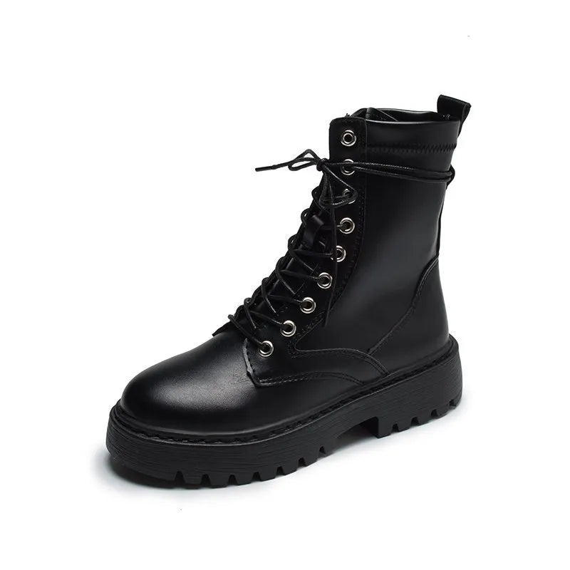 Women's Black Boots Lace-Up | Chunky Platform