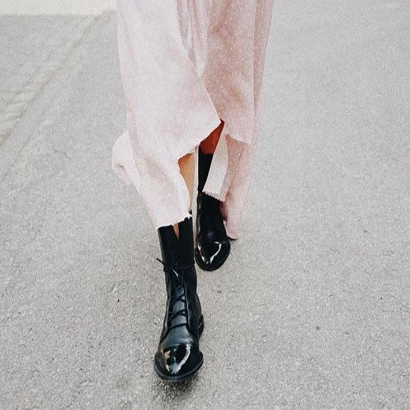Women's Black Boots Lace-Up | Pointed