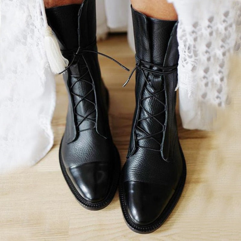 Women's Black Boots Lace-Up | Pointed