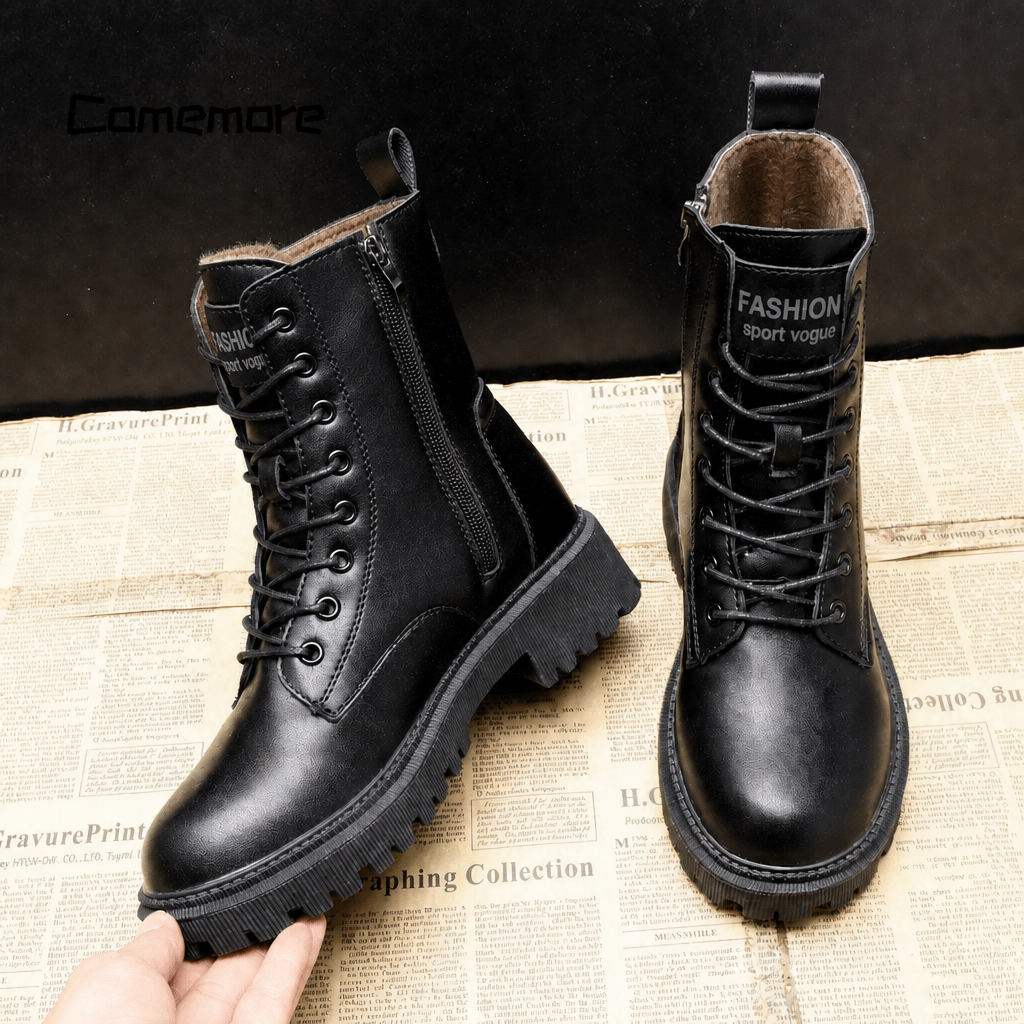 Women's Black Boots Lace-Up | Snow Ankle
