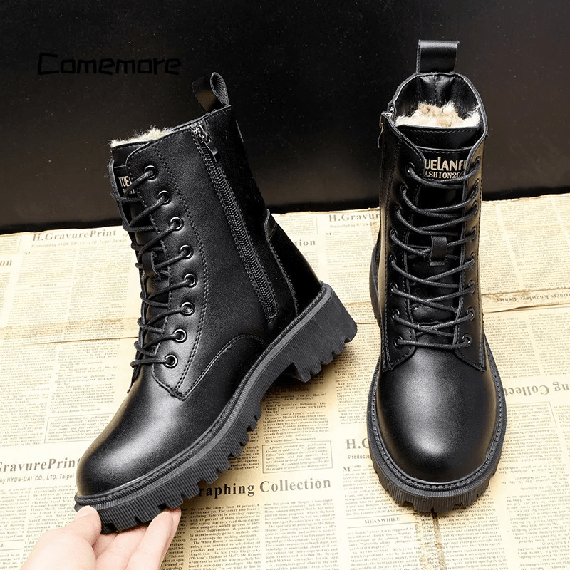 Women's Black Boots Lace-Up | Snow Ankle