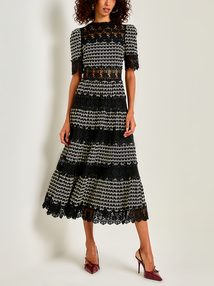 Women's Black Dress Maxi High Neck Half Sleeve | Wedding