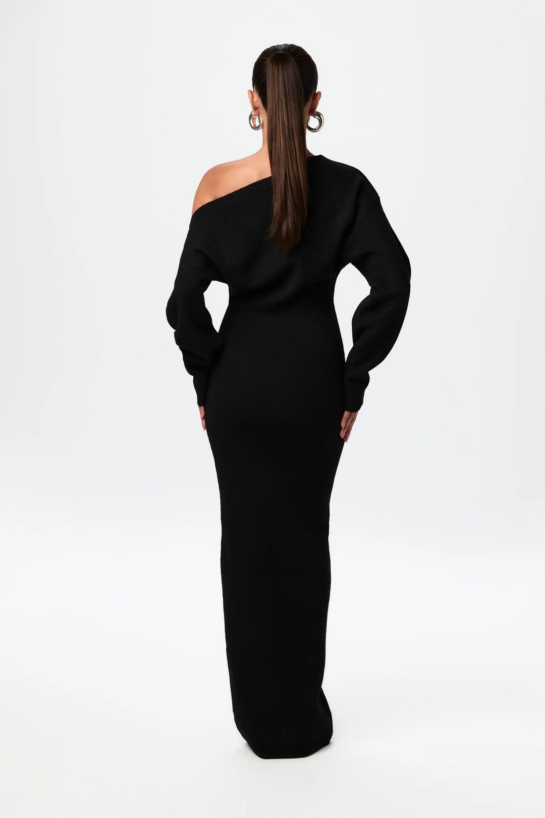 Women's Black Dress with Off Shoulder | Maxi