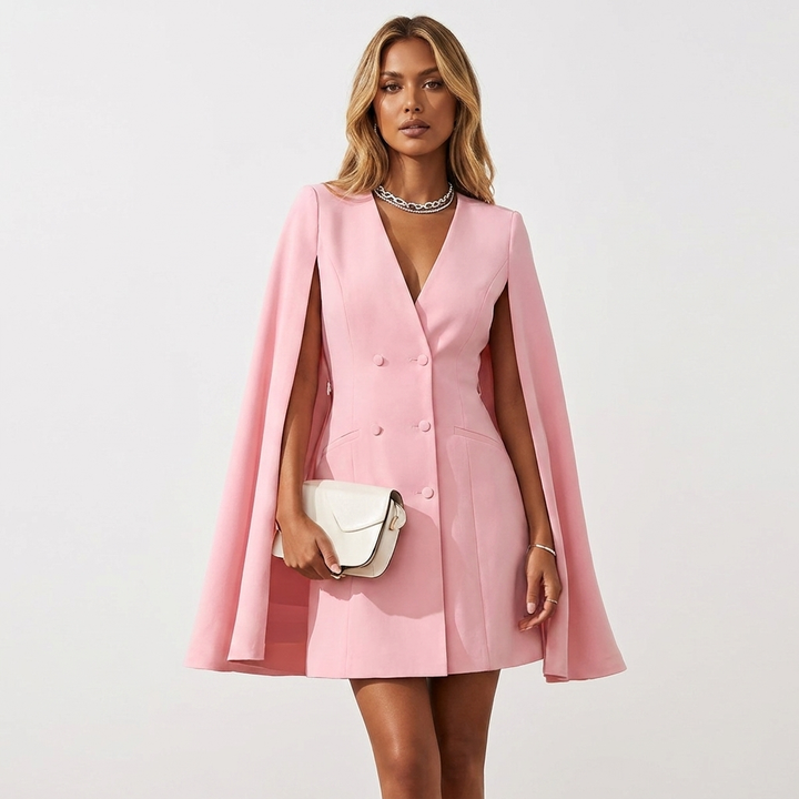 Women's Blazer Dress Double Breasted | Formal Mini Cape