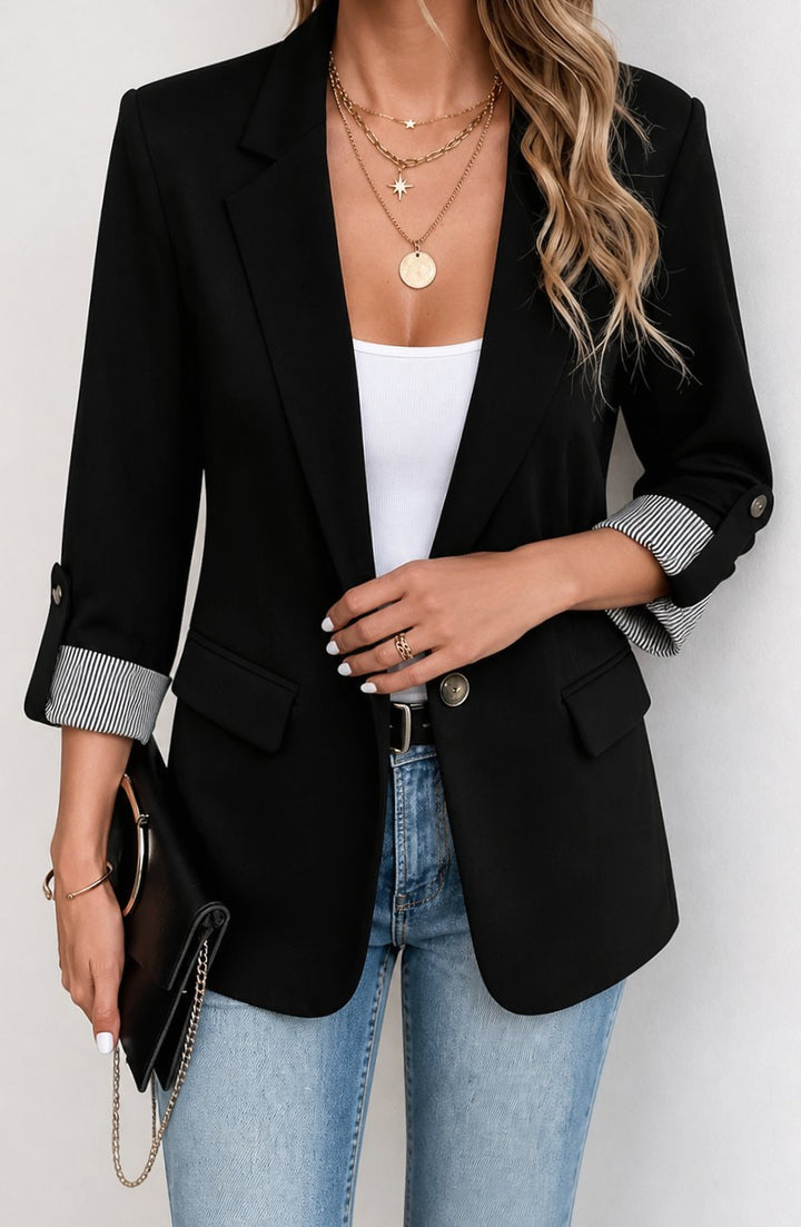 Women’s Blazer with Roll-Up Sleeves & Flap Pockets | Work