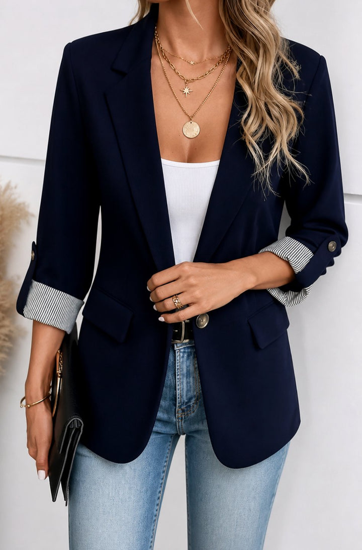 Women’s Blazer with Roll-Up Sleeves & Flap Pockets | Work
