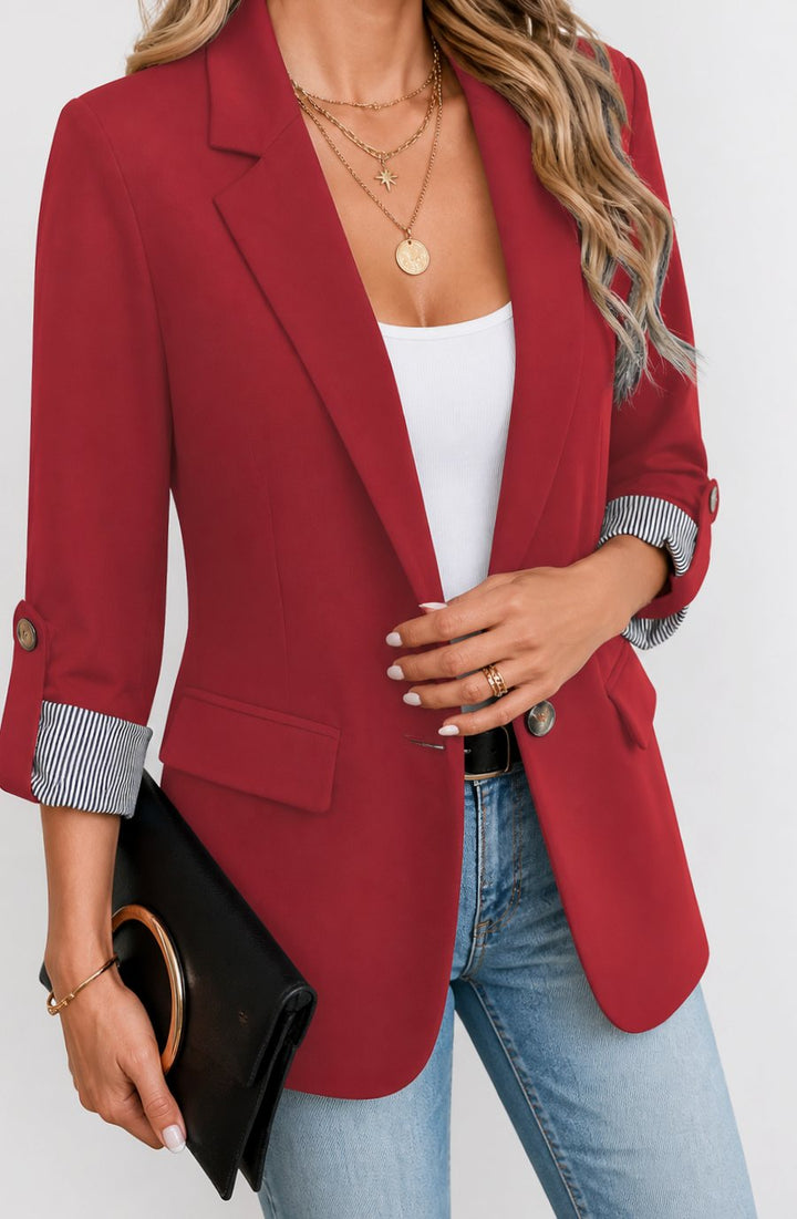 Women’s Blazer with Roll-Up Sleeves & Flap Pockets | Work