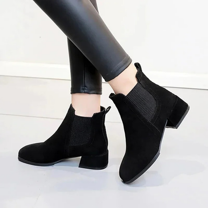 Women's Block Heel Chelsea Boots with Elastic Panels | Ankle Work