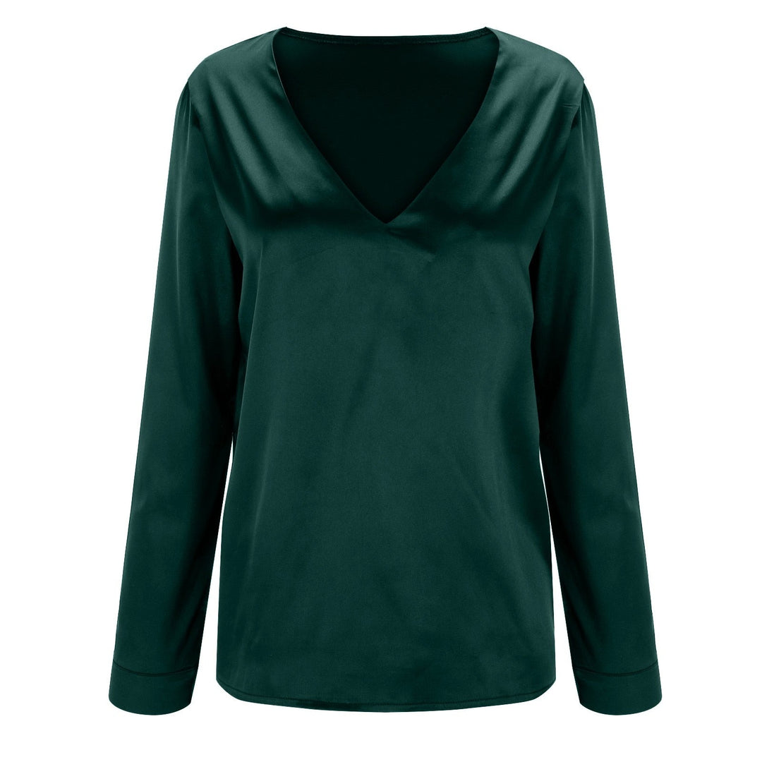 Women’s Blouse with Deep V Neckline & Long Sleeve | Relaxed Fit
