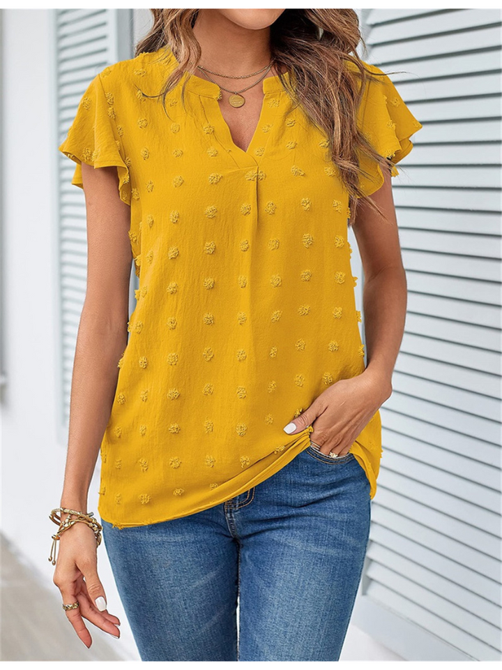 Women’s Blouse with Ruffle Sleeves & V-Neck | Casual