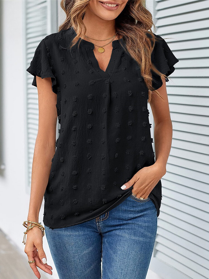 Women’s Blouse with Ruffle Sleeves & V-Neck | Casual