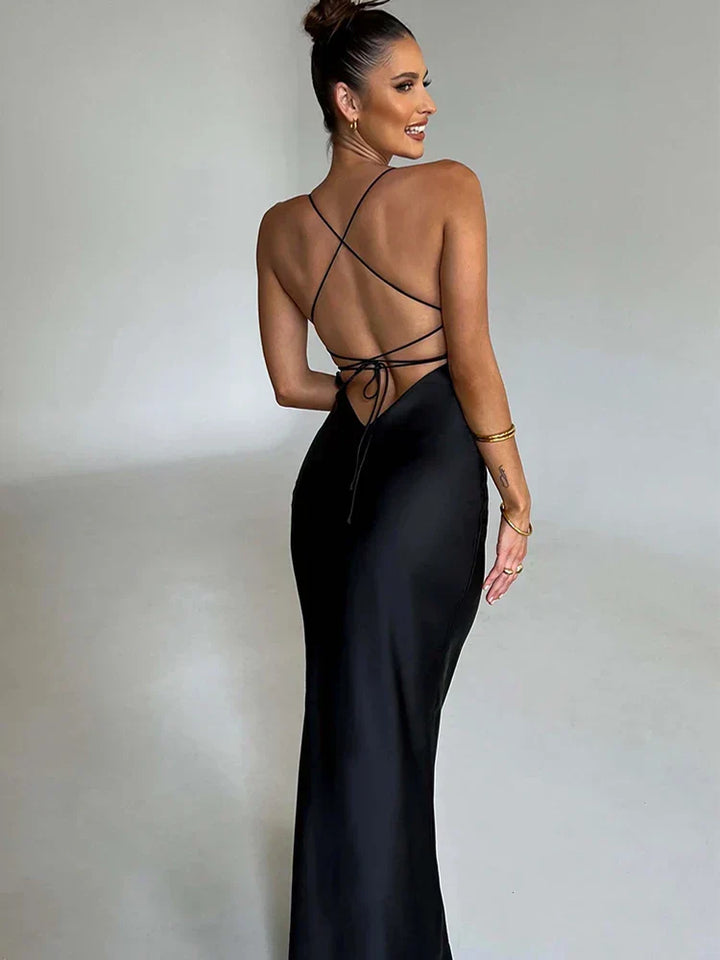 Women's Bodycon Dress with Lace-Up Back | Maxi