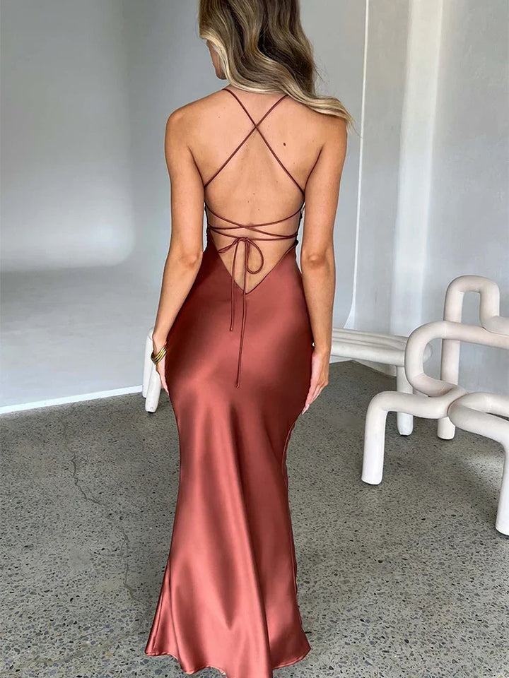 Women's Bodycon Dress with Lace-Up Back | Maxi