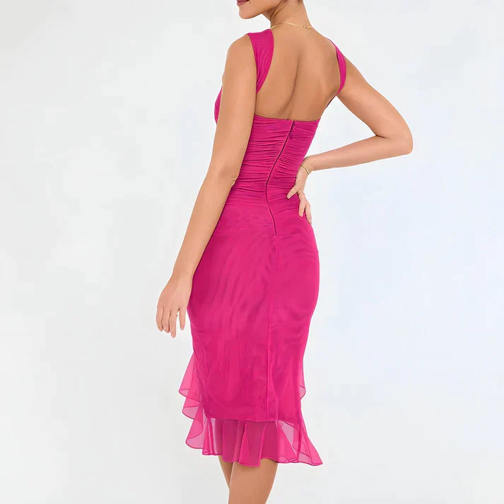 Women's Bodycon Dress with Ruffle Hem | Ruched