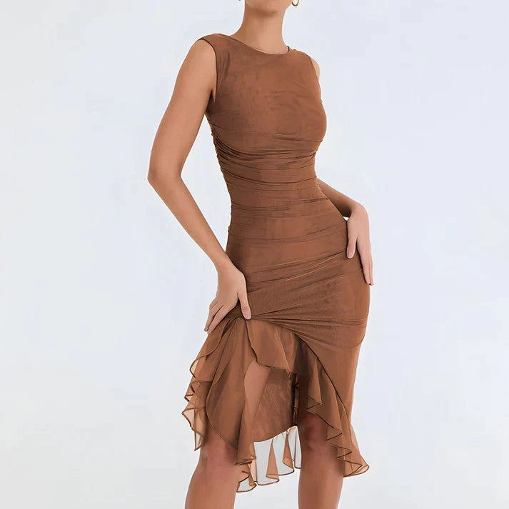 Women's Bodycon Dress with Ruffle Hem | Ruched