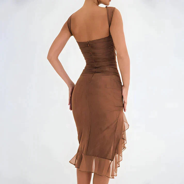 Women's Bodycon Dress with Ruffle Hem | Ruched