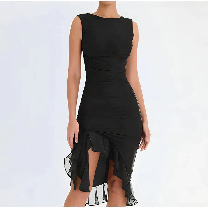 Women's Bodycon Dress with Ruffle Hem | Ruched