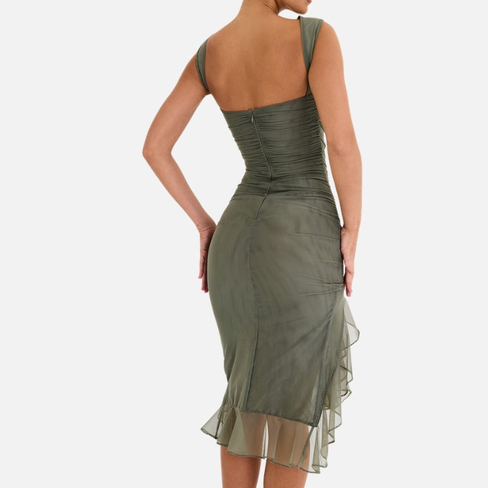 Women's Bodycon Dress with Ruffle Hem | Ruched