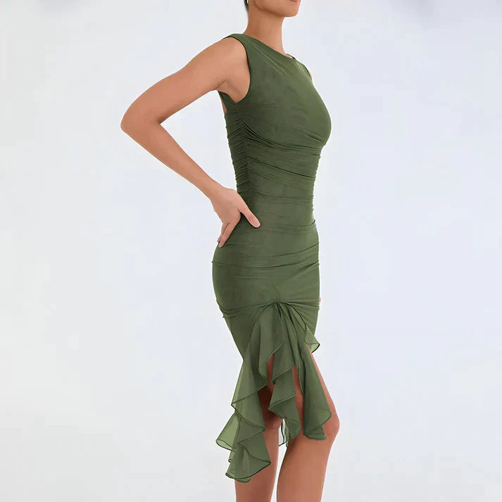 Women's Bodycon Dress with Ruffle Hem | Ruched