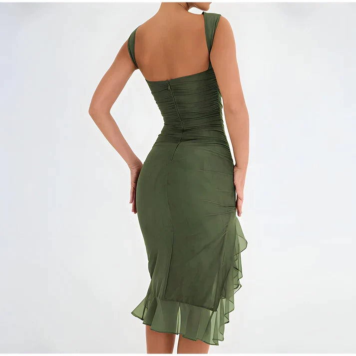 Women's Bodycon Dress with Ruffle Hem | Ruched