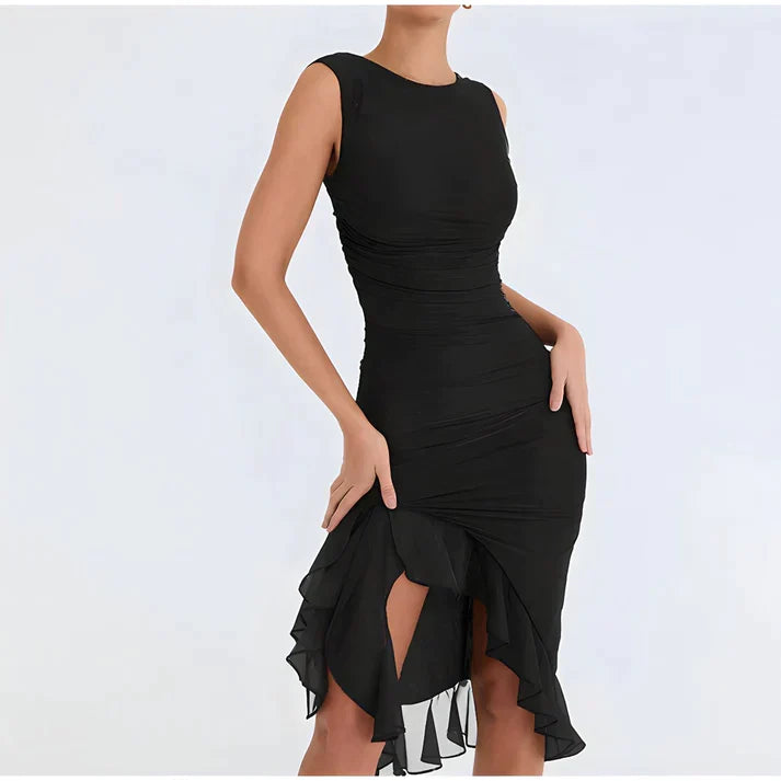 Women's Bodycon Dress with Ruffle Hem | Ruched